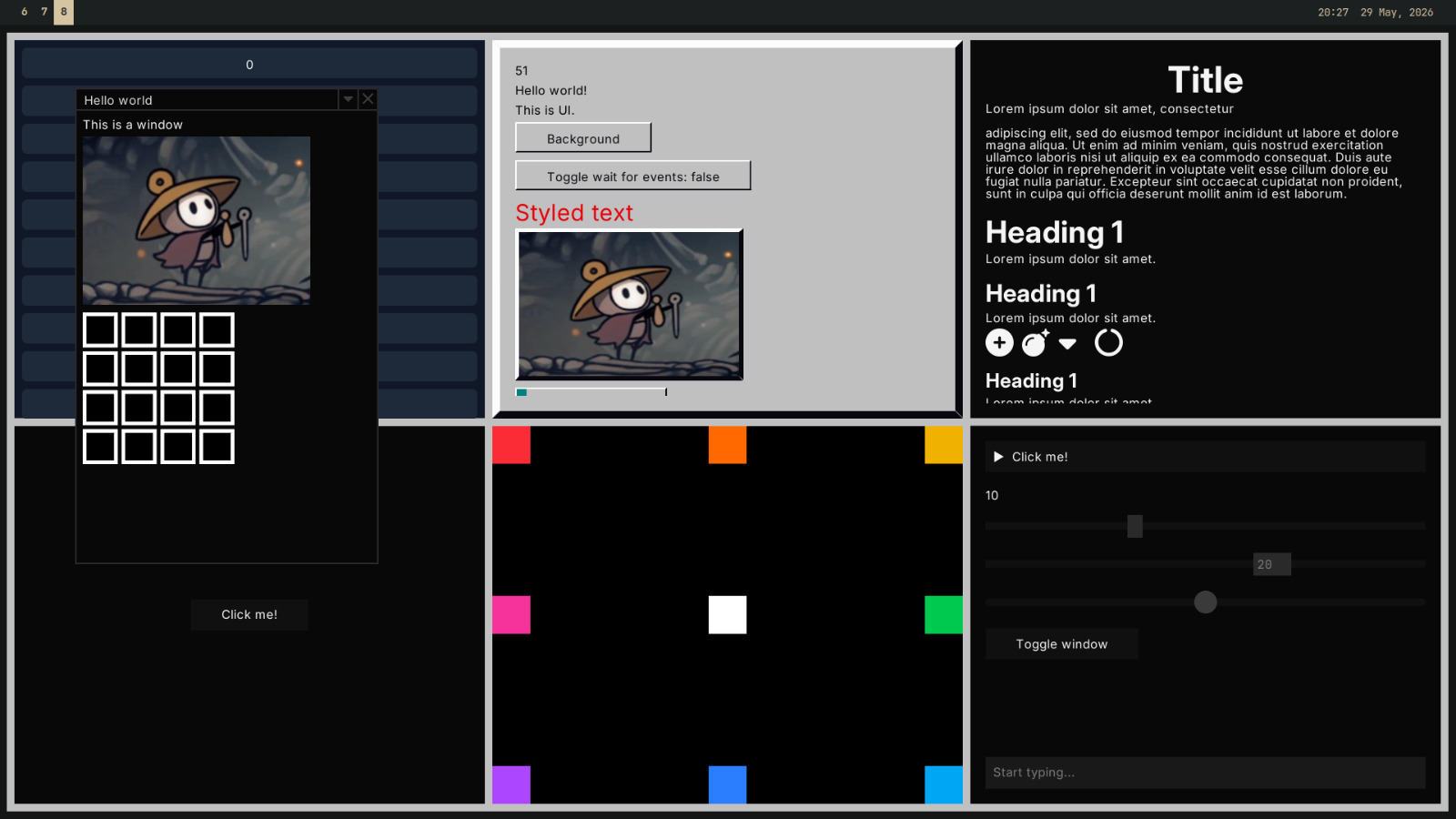 Showcase of ui elements